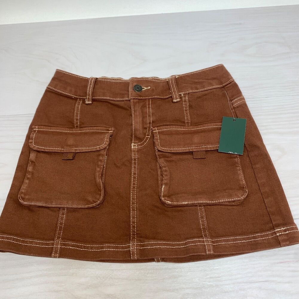 Women's Wild Fable‎ Denim Cargo Mini Skirt Brown Size XXS
